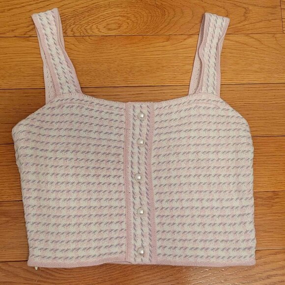 Sandro Paris daniella pink tweed crop tank top, size 0 - Picture 1 of 3
